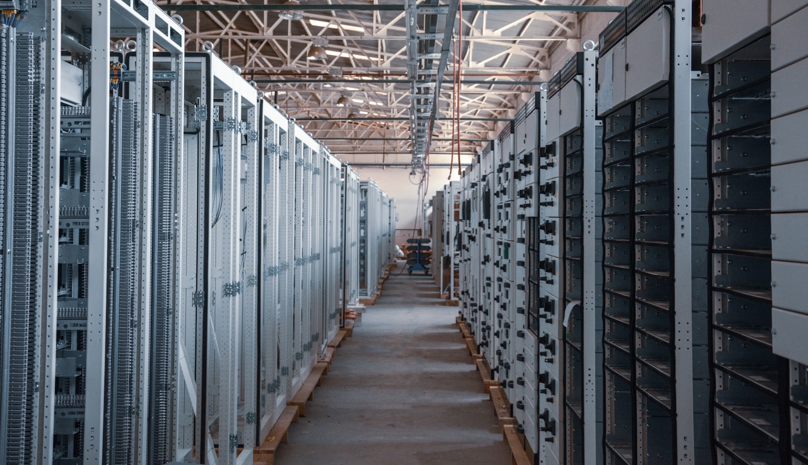 A server room with rows of servers