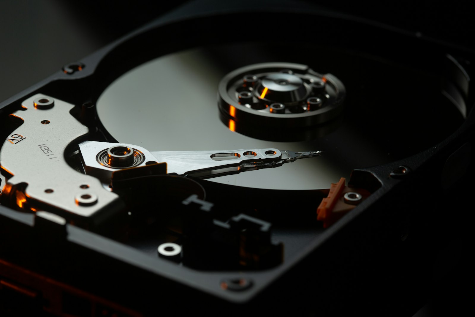 A hard disk drive close-up