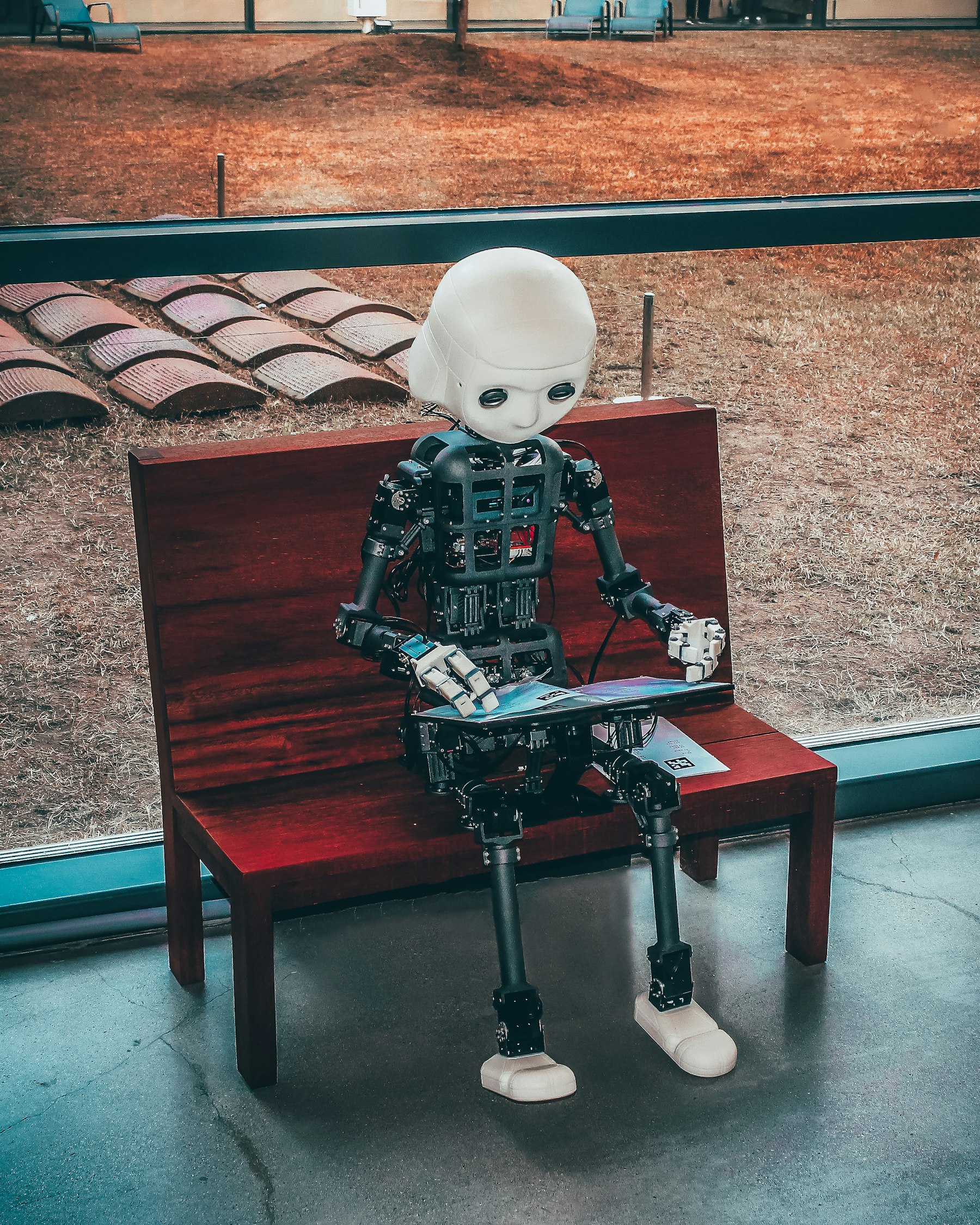 A laptop screen showing an AI chat interface
