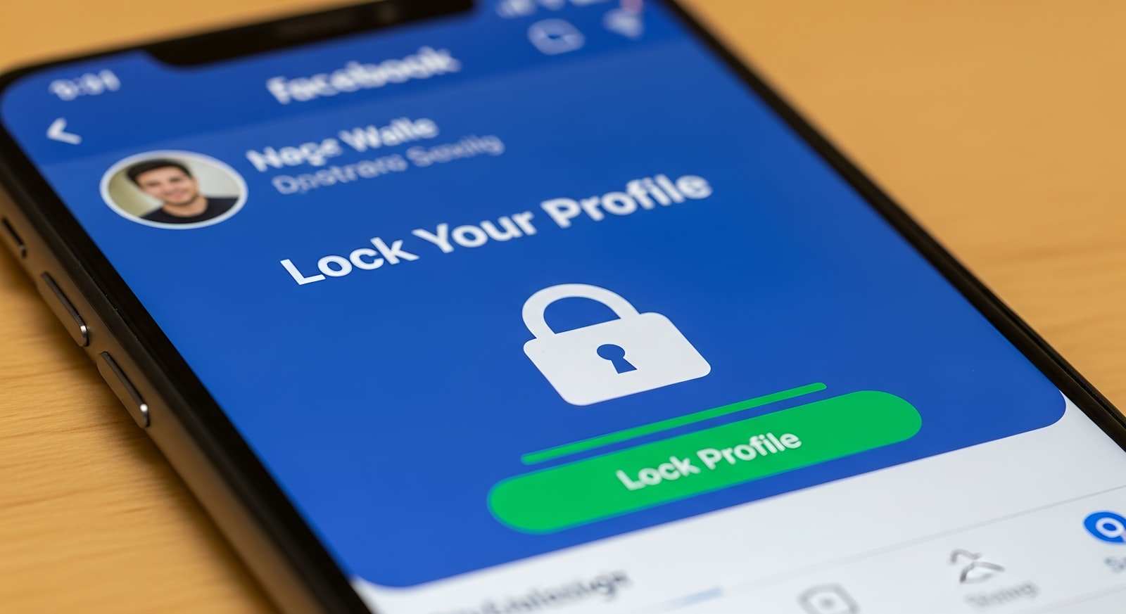 A smartphone showing a padlock and data-protection prompt