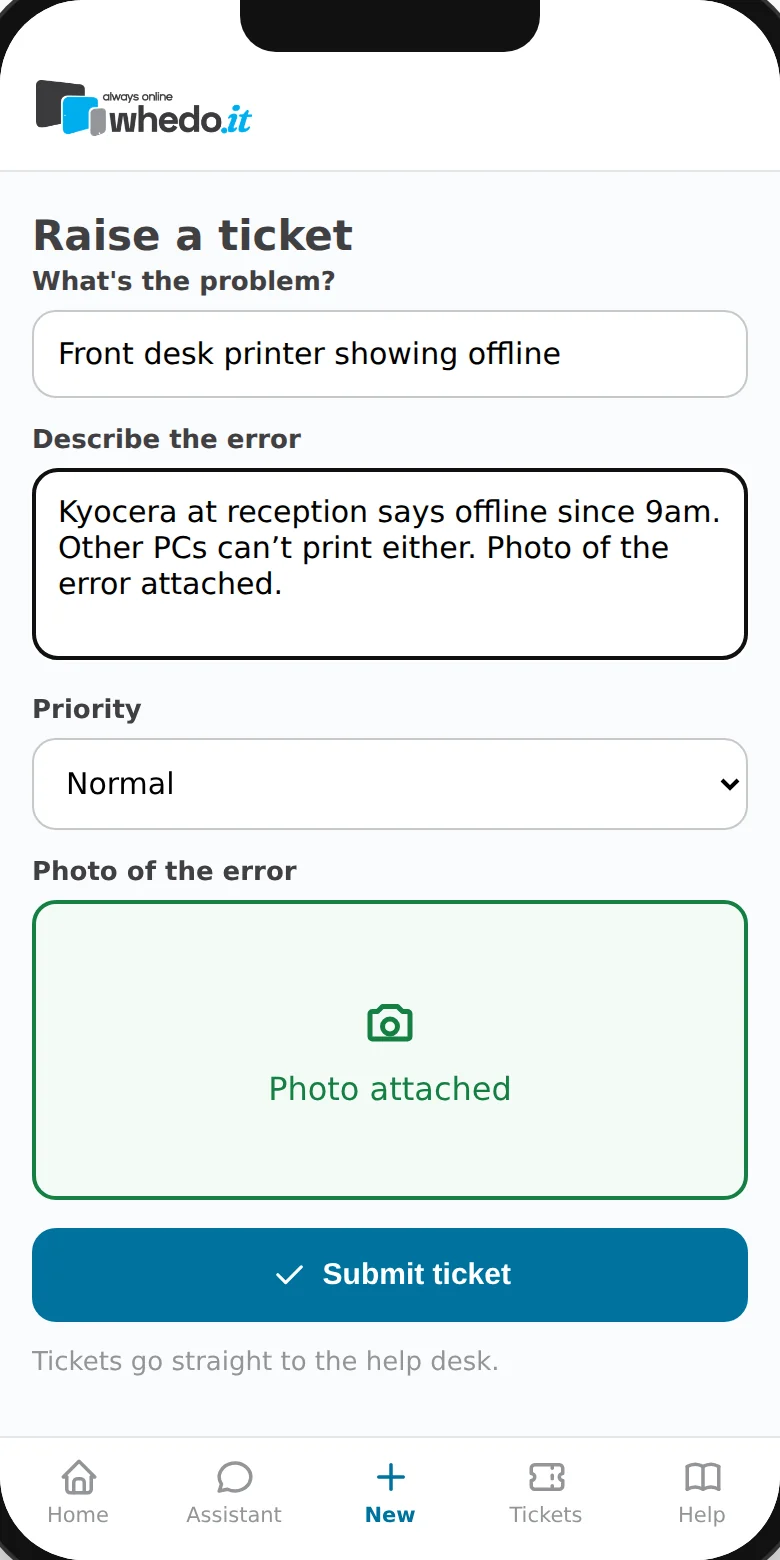whedo.it client support portal — raise a ticket