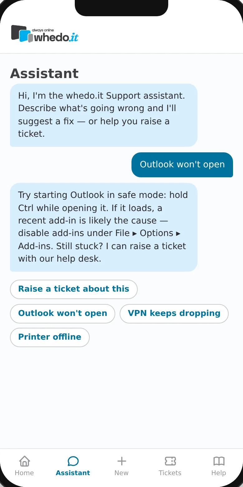 whedo.it client support portal — ask the assistant