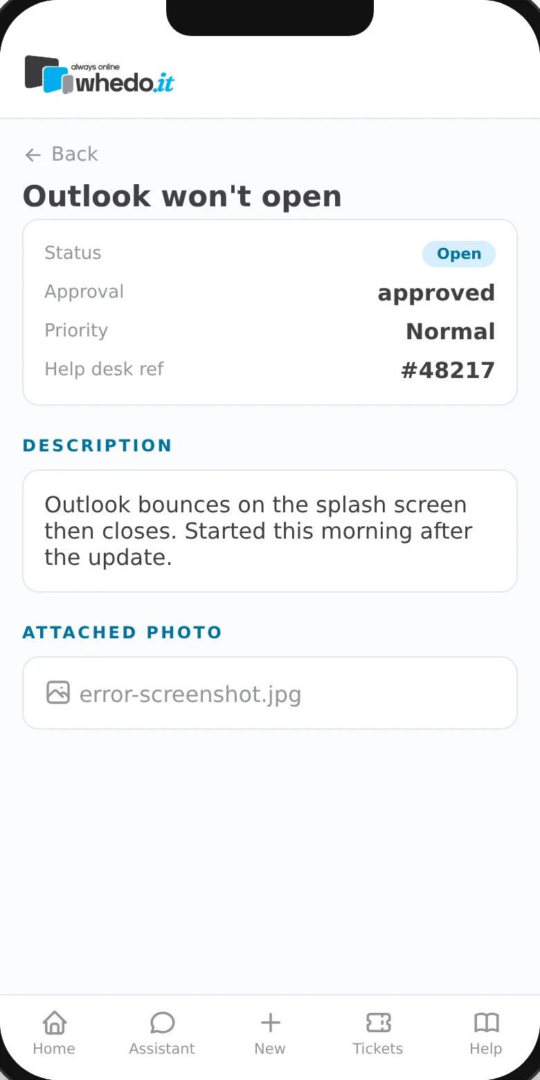 whedo.it client support portal — one conversation
