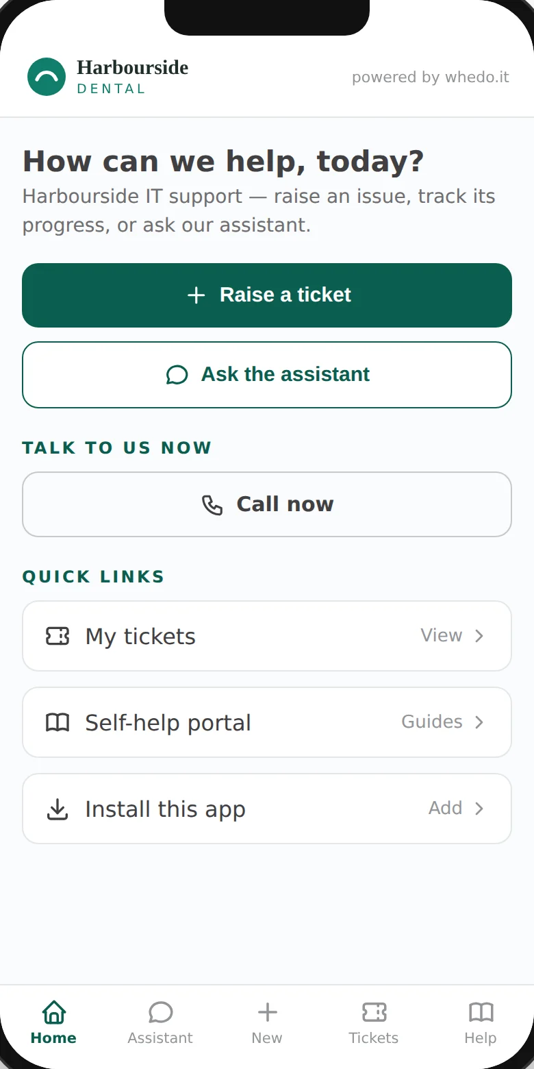 whedo.it client support portal — branded to you